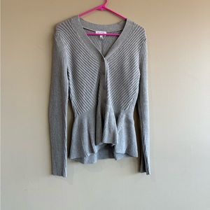 Grey Knot Peplum Cardigan Sweater